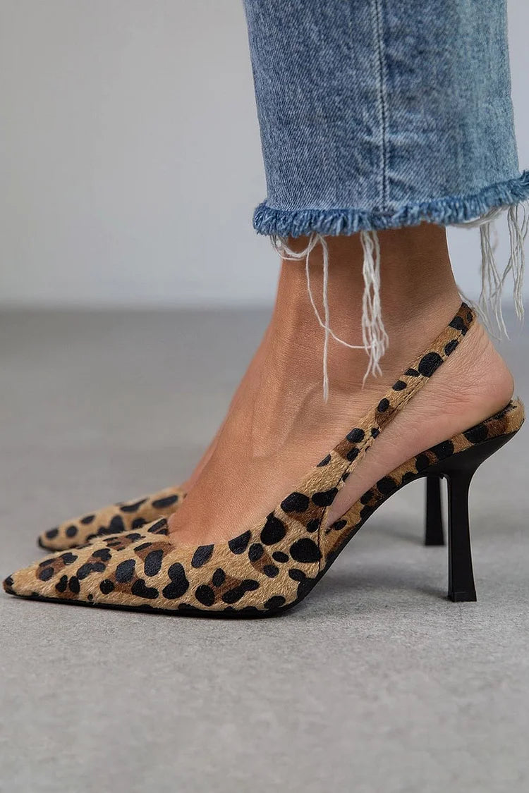 Theda | Elegant Animal-Print Slingback Heels