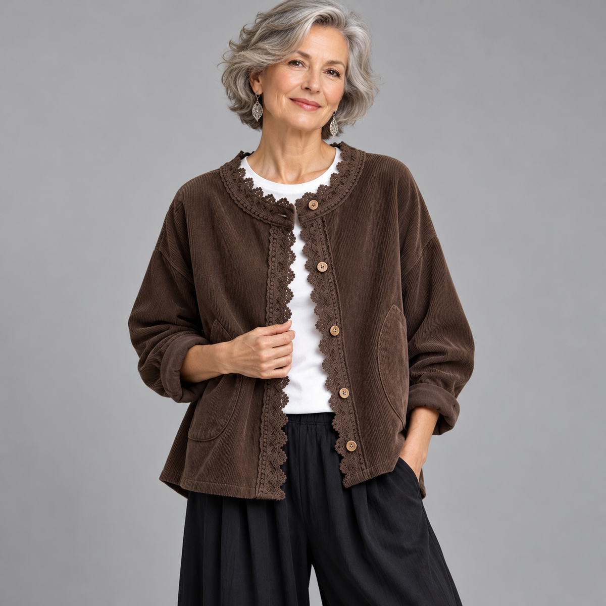Maeve™ Lace-Trim Corduroy Jacket