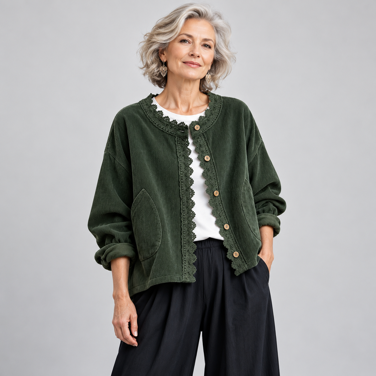 Maeve™ Lace-Trim Corduroy Jacket