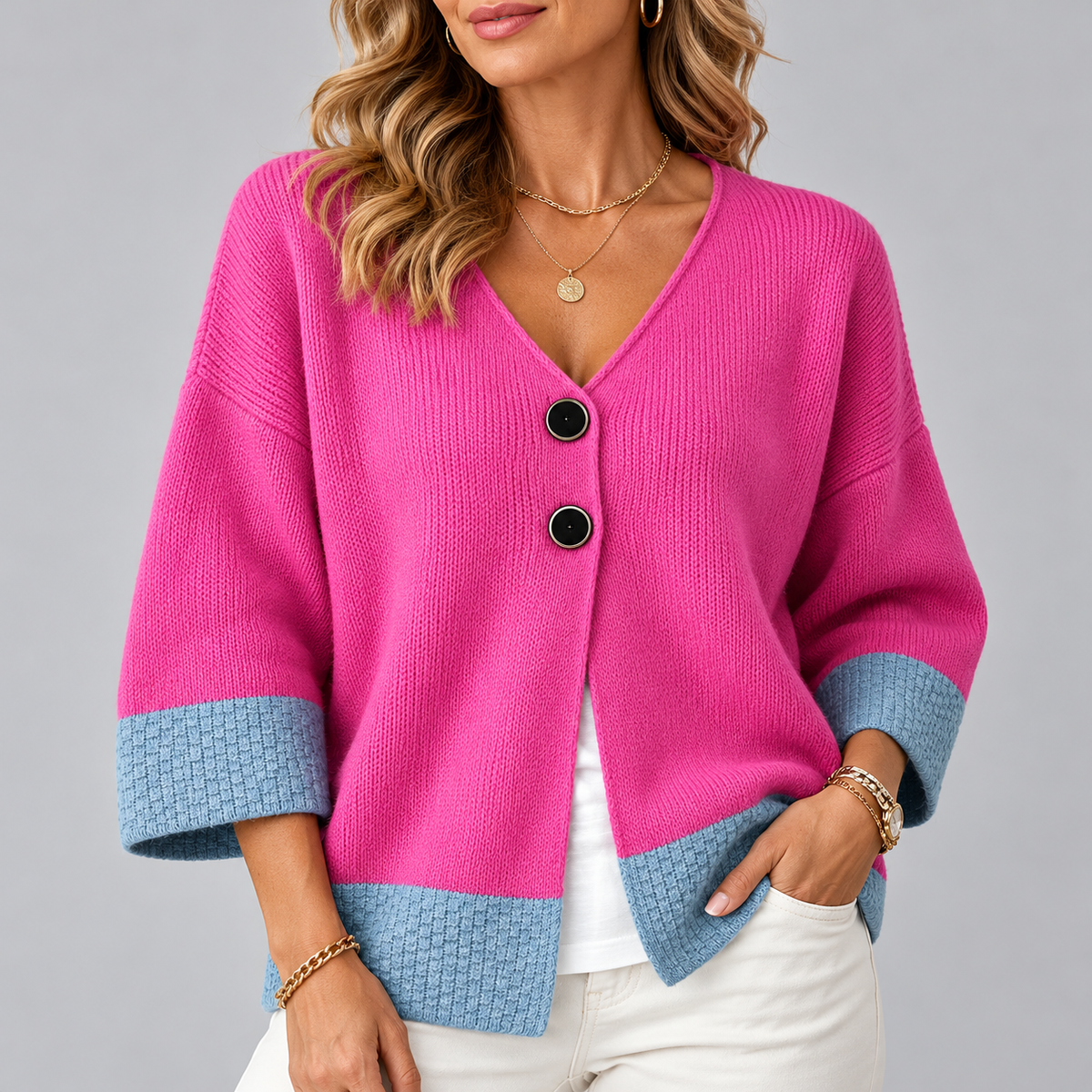 Jennifer™ | Color-block Knit Cardigan