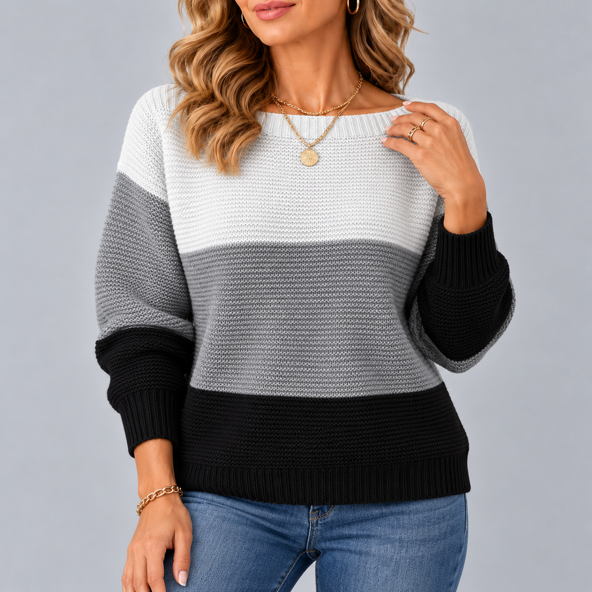 Nancy | Knitted Patchwork Sweater