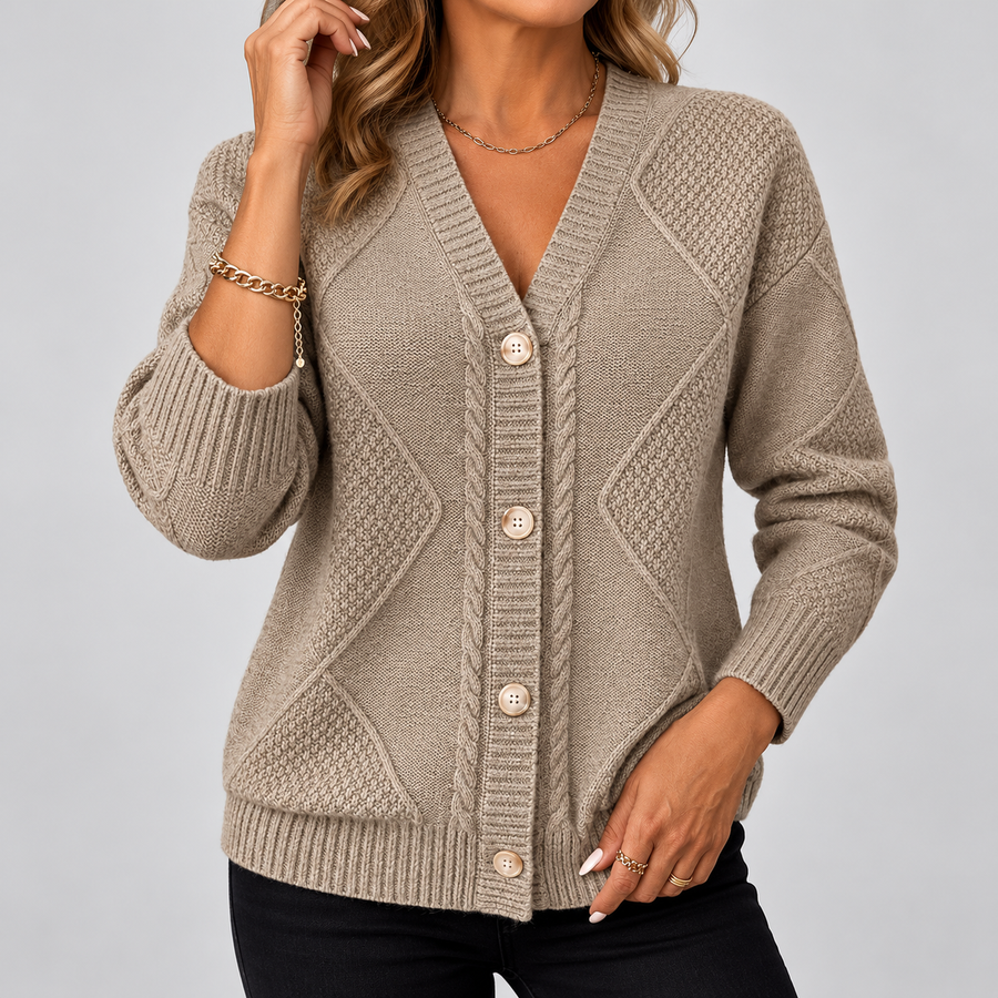 Joyce | Vintage Cable Knit Button Cardigan