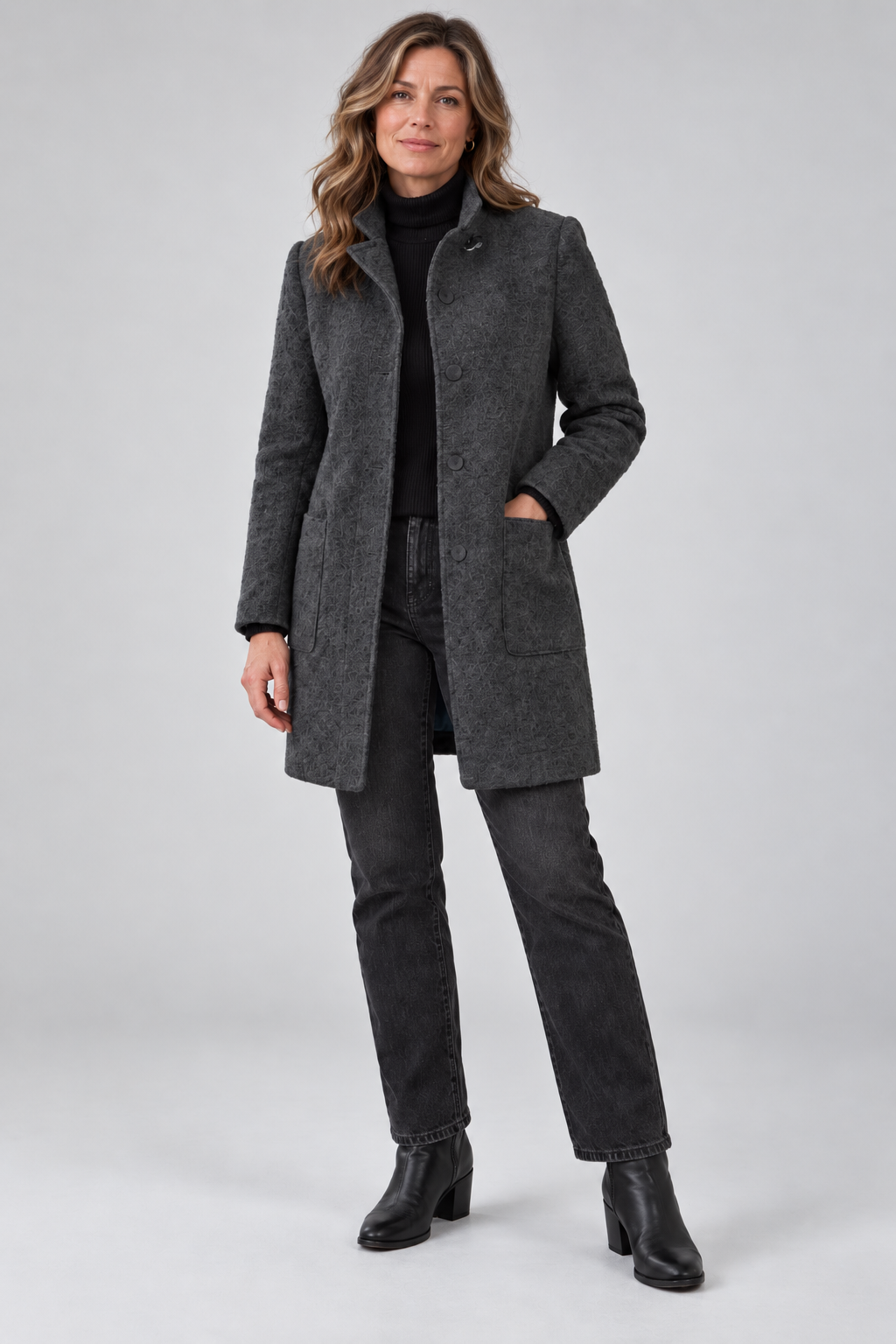 Augustine - Stand Collar Wool-Look Coat