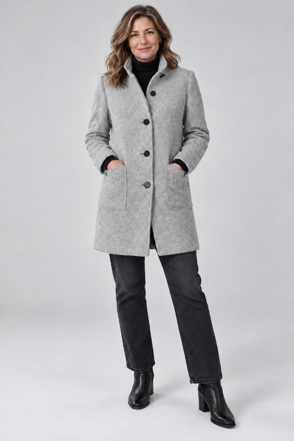 Augustine - Stand Collar Wool-Look Coat