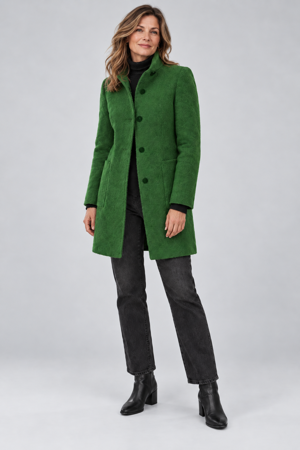 Augustine - Stand Collar Wool-Look Coat