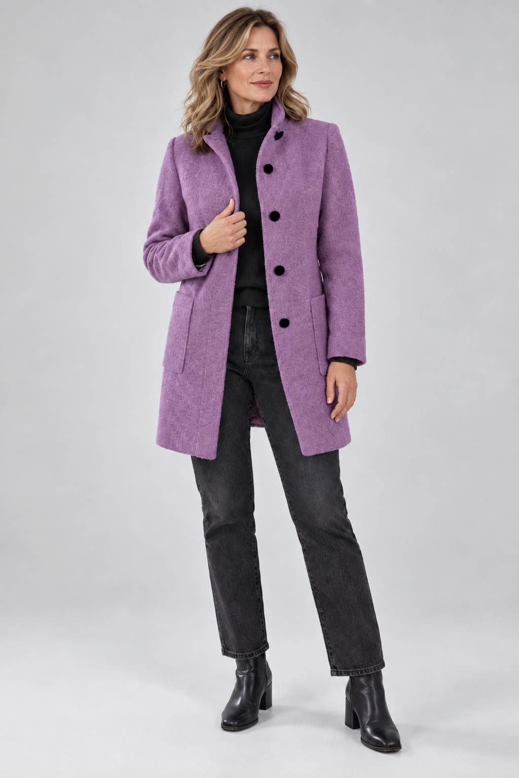 Augustine - Stand Collar Wool-Look Coat
