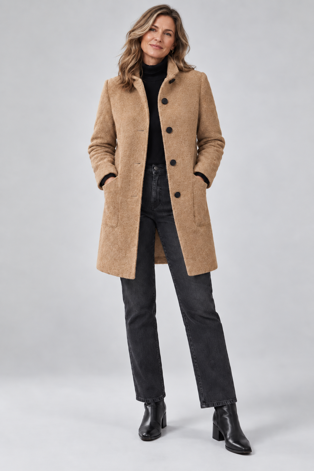 Augustine - Stand Collar Wool-Look Coat