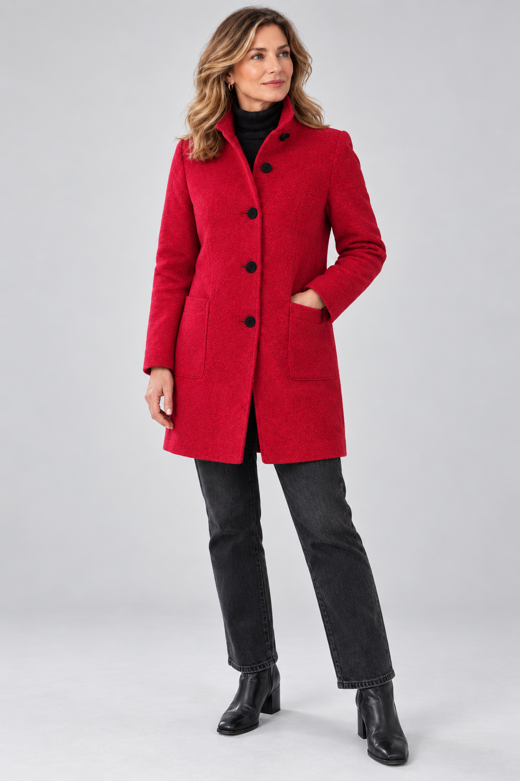 Augustine - Stand Collar Wool-Look Coat