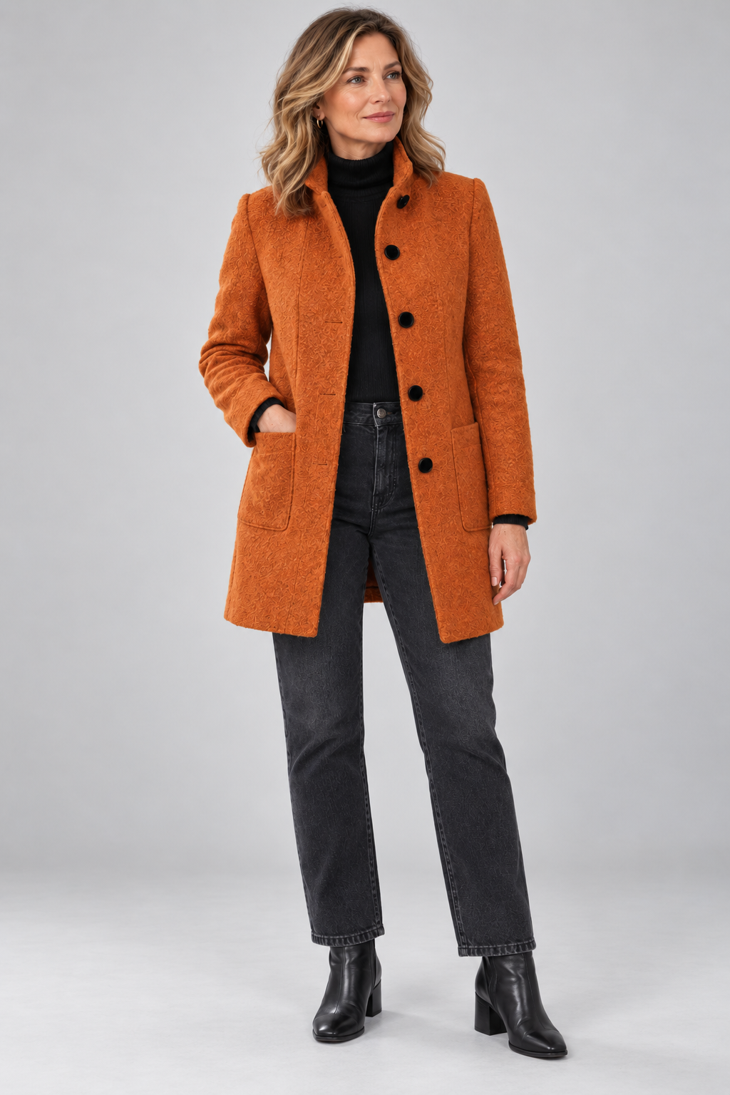 Augustine - Stand Collar Wool-Look Coat
