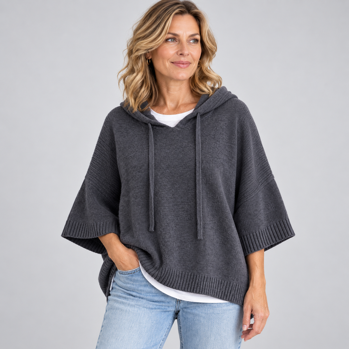Mariette - Hooded Knit Poncho