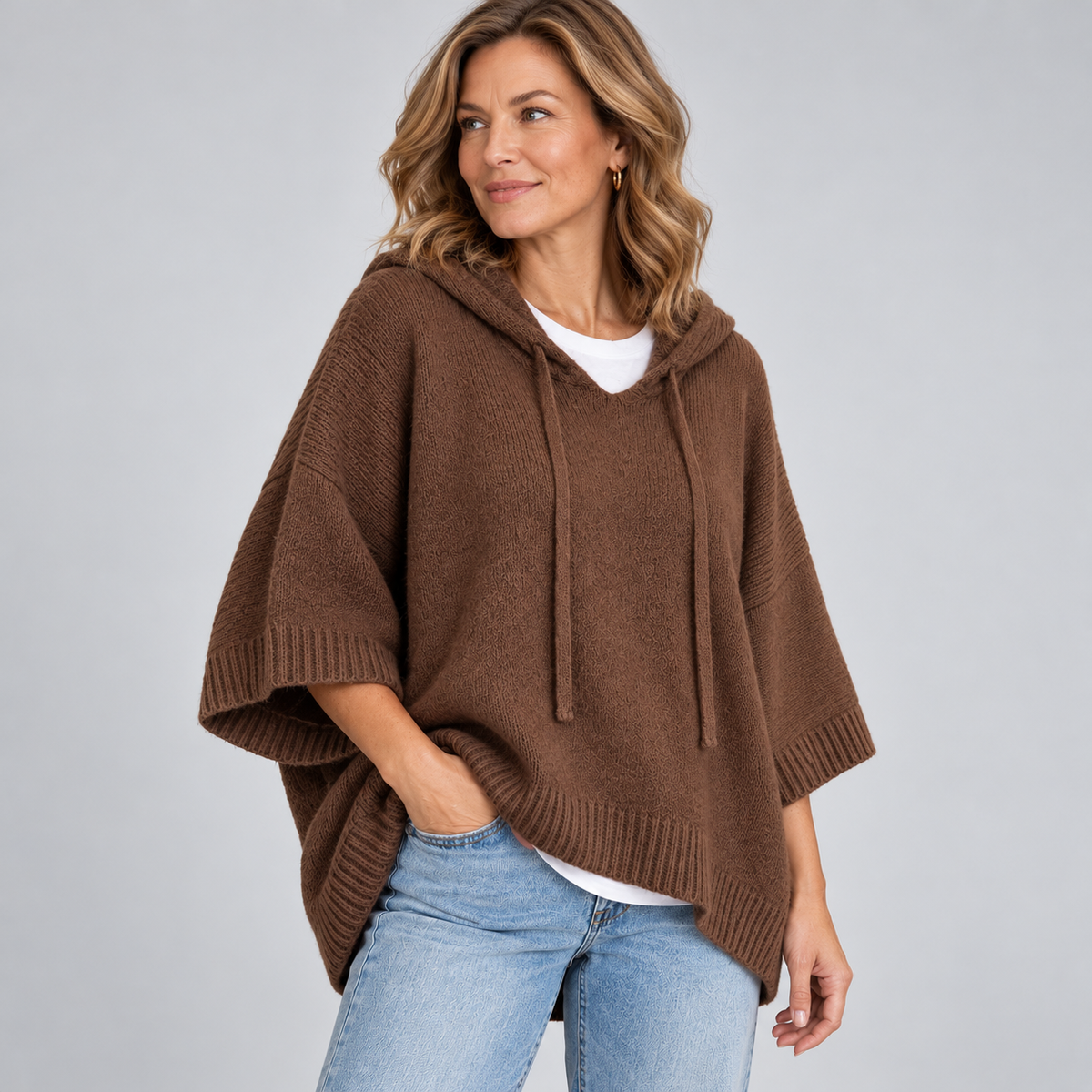 Mariette - Hooded Knit Poncho
