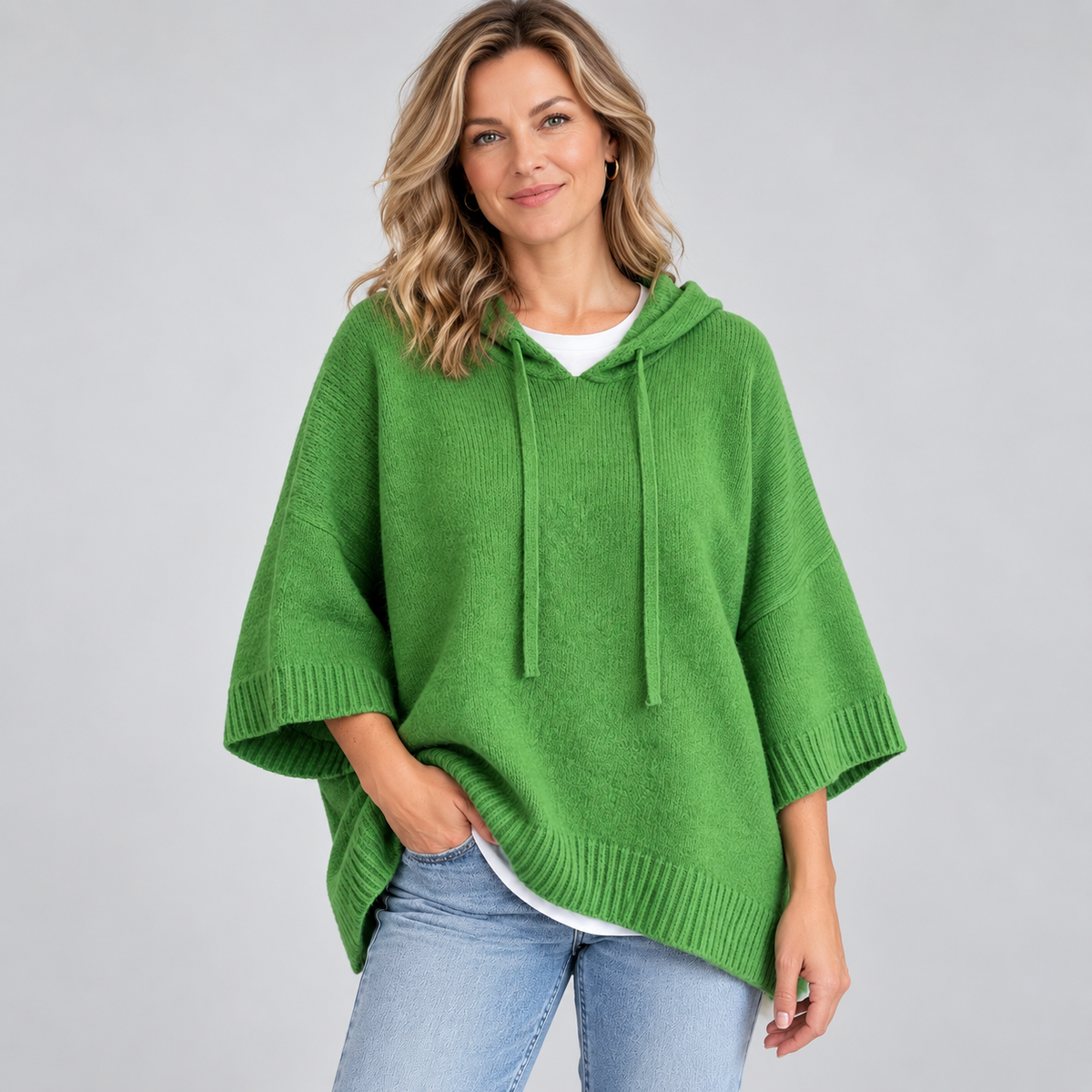 Mariette - Hooded Knit Poncho