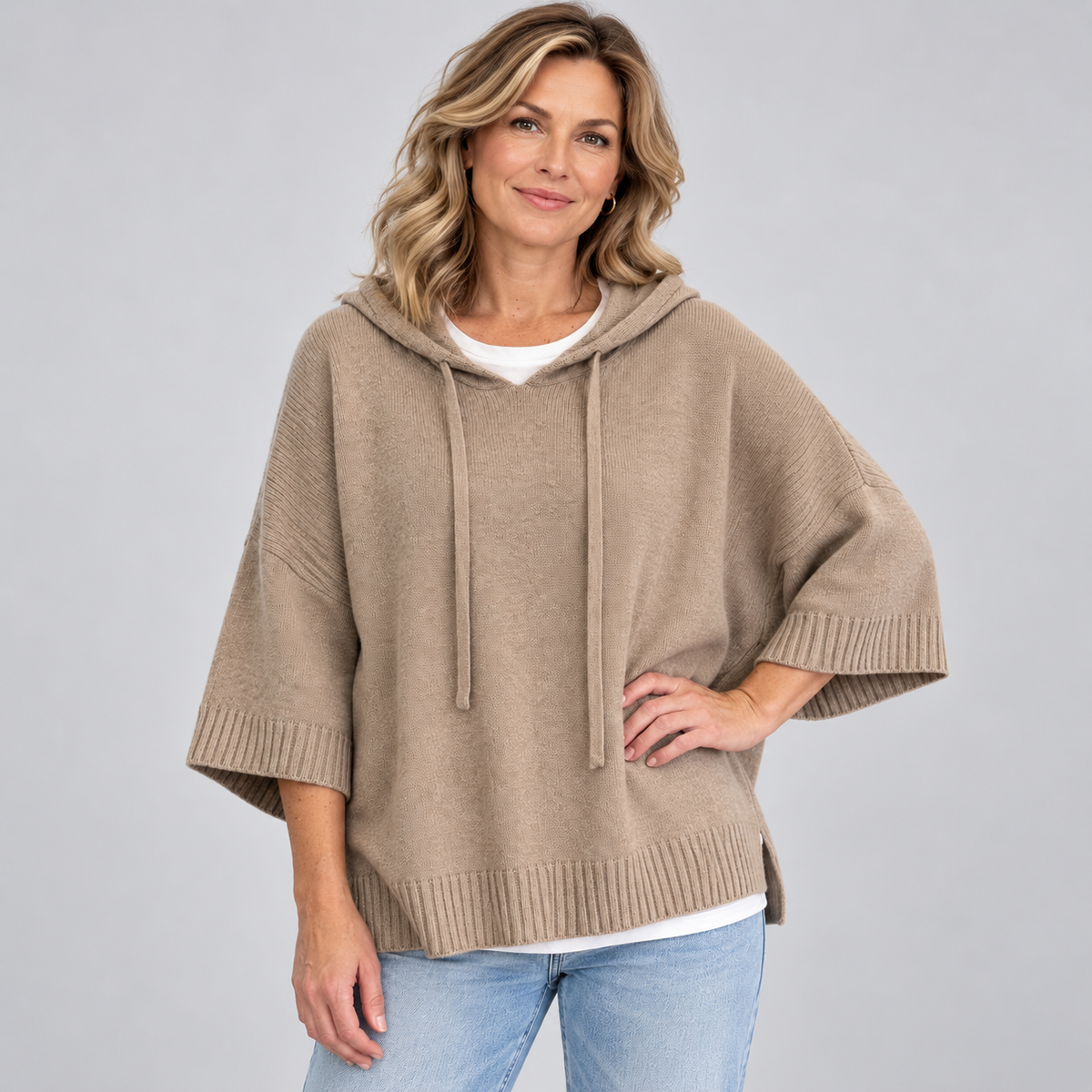 Mariette - Hooded Knit Poncho