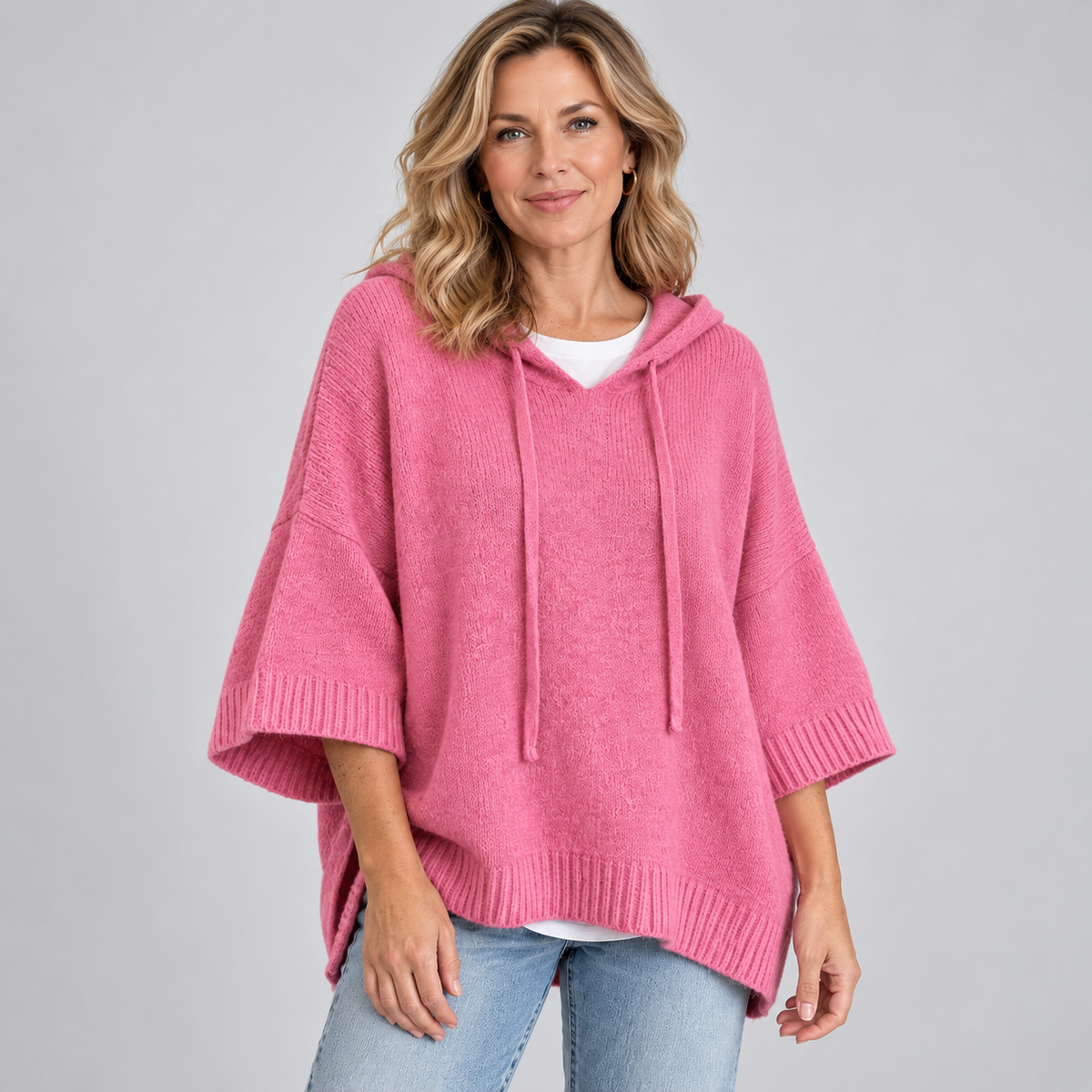 Mariette - Hooded Knit Poncho