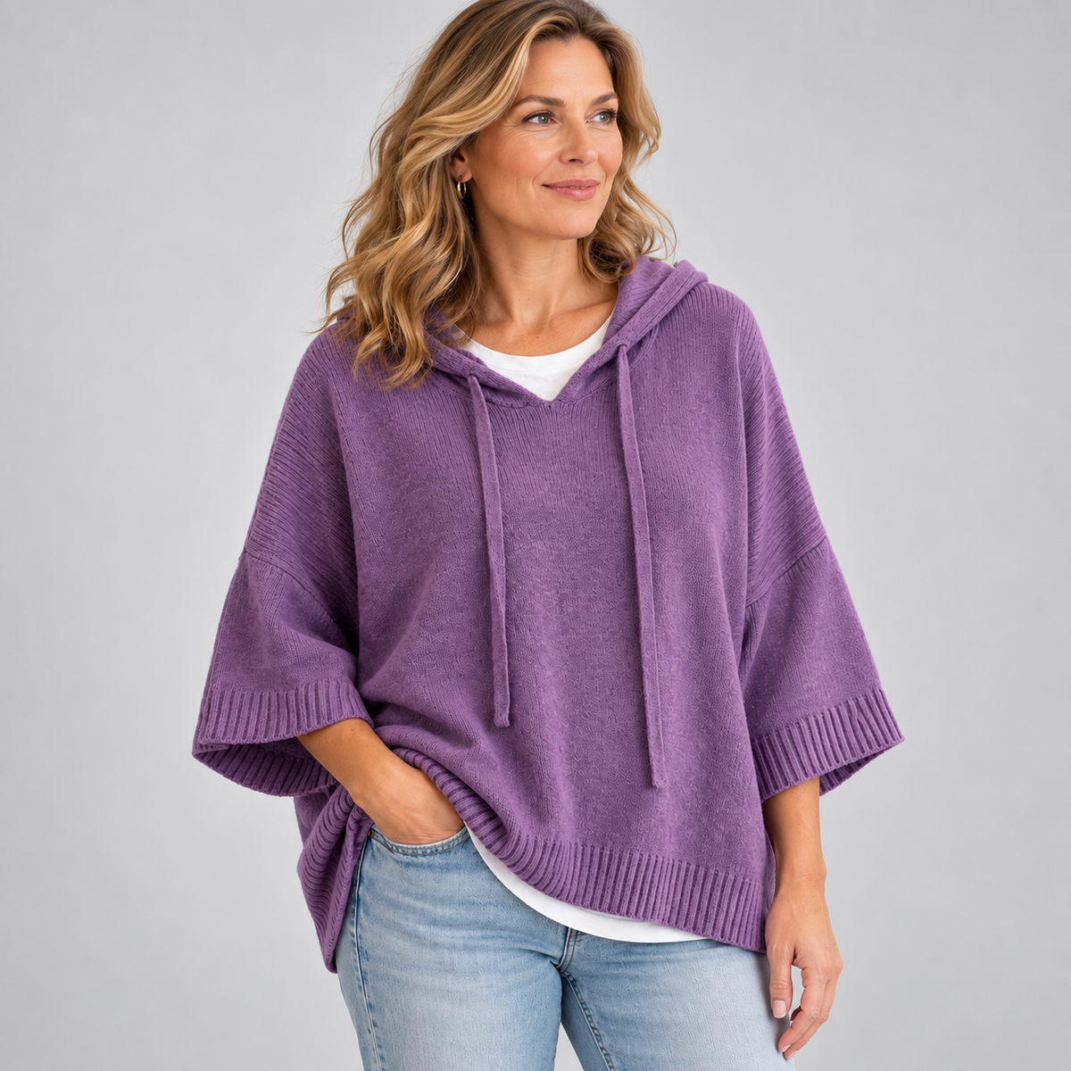 Mariette - Hooded Knit Poncho