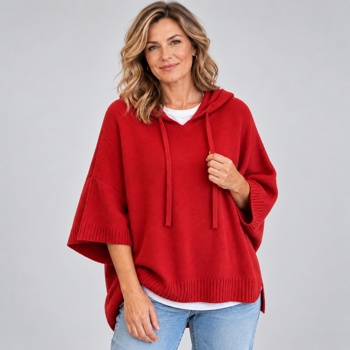 Mariette - Hooded Knit Poncho