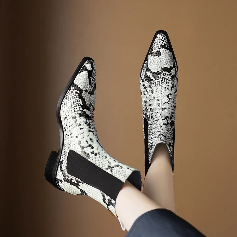 Seraphina Snakeskin Leather Bootie