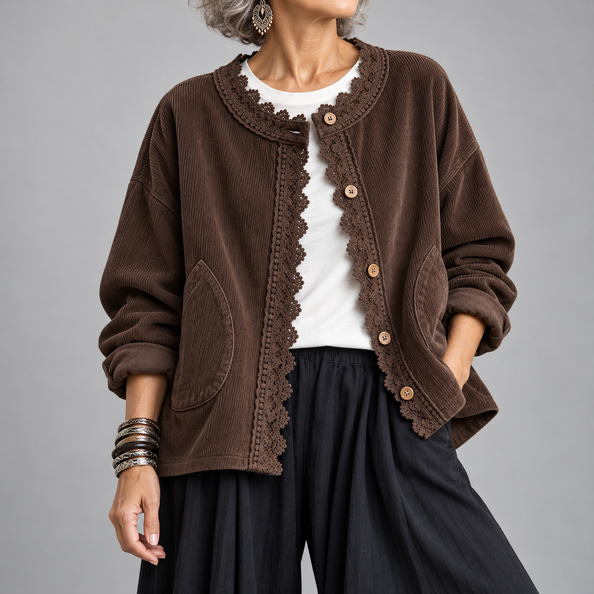Maeve™ Lace-Trim Corduroy Jacket
