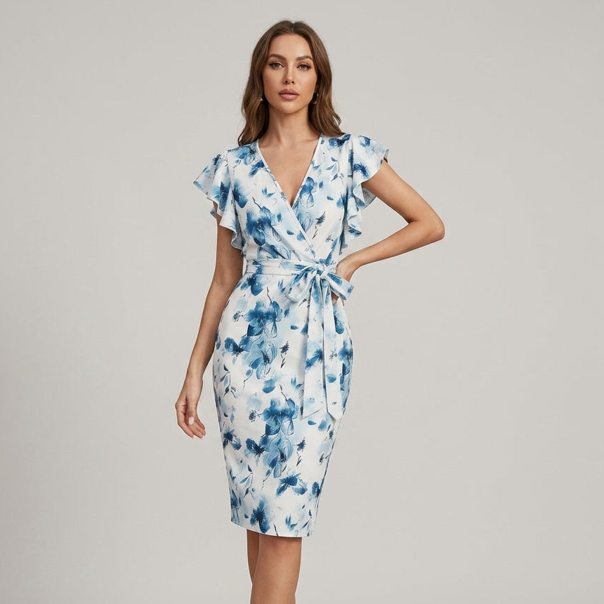 Lena Floral Wrap Midi Dress